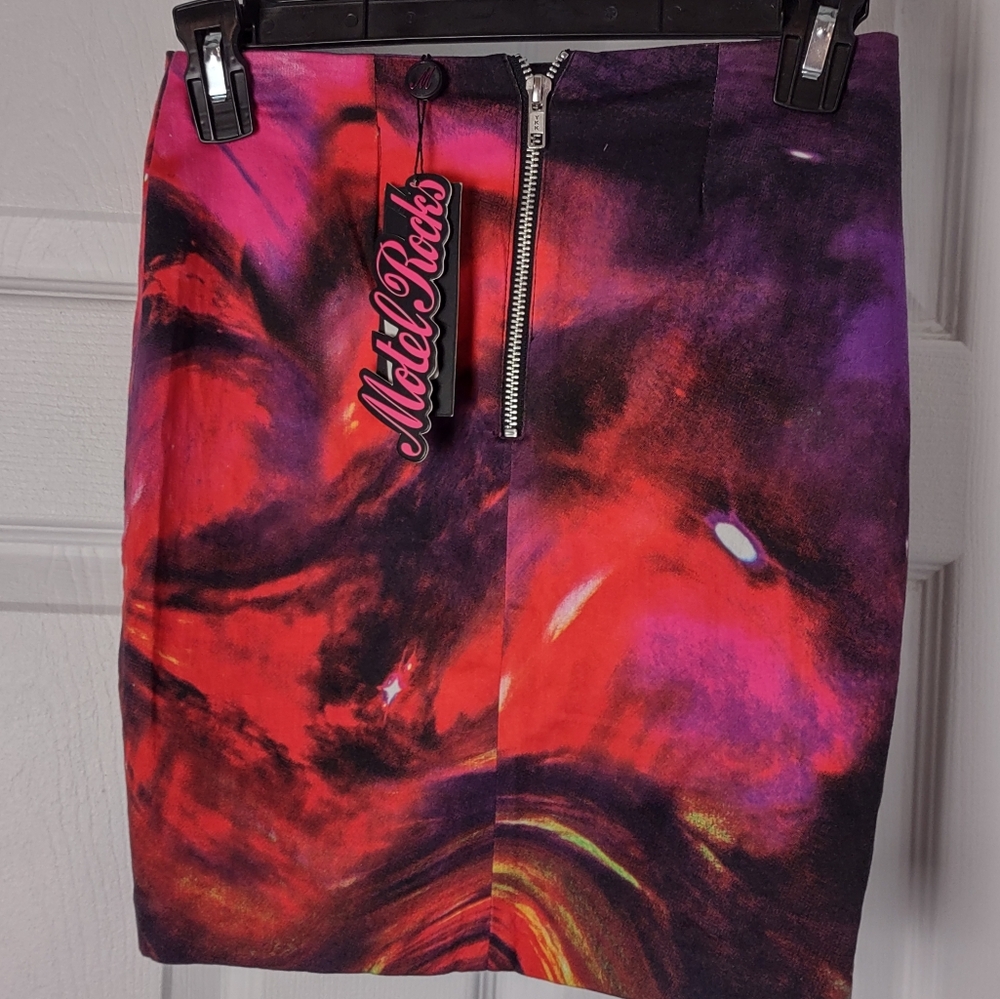 NWT Motel Rocks  Becka Speed psychedelic Mini Skirt Juniors Y2K Vibes XS
